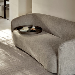 北歐輕奢客廳小戶型網紅弧形美容院酒店現代簡約意式棉麻三人沙發