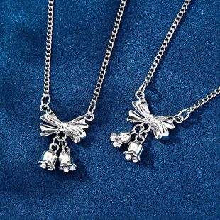 Fugitive Princess Bow Lily of the Valley Necklace Gold and Silver Bow Niche Clavicle Chain Light Luxury High-End Wholesale