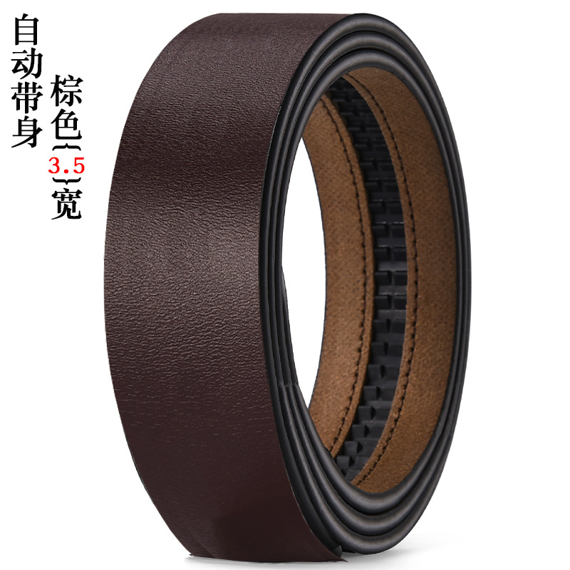 Cinturón sin cabeza de piel de vaca tira de hebilla lisa de cuero de los hombres con cuerpo