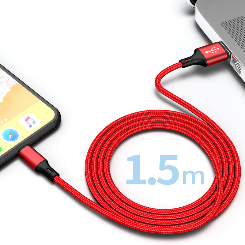 适用苹果手机数据线1.5米数据线TYPE-C编织充电线 安卓USB快充线