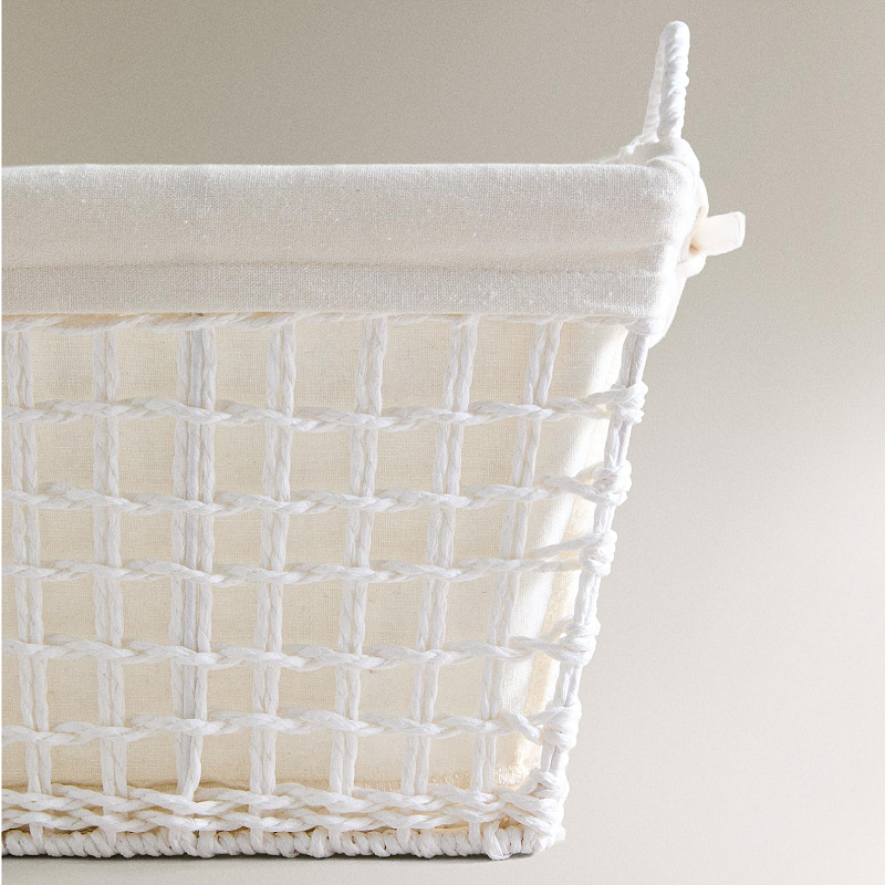 ✅ Cesta de ropa sucia de estilo japonés Cesta de almacenamiento de ropa sucia de dormitorio Cesta de ropa sucia de cuerda de papel tejida a mano Cesta de ropa sucia