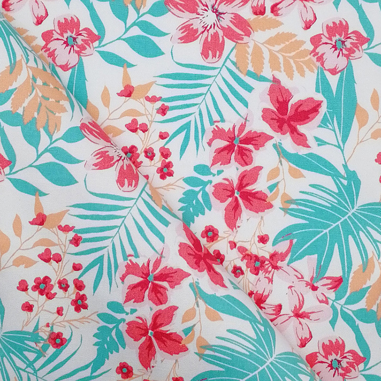 Bajo MOQ impresión floral 98% algodón 2% tela spandex