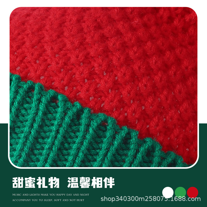 外贸跨境亲子帽子秋冬新圣诞帽铃铛针织毛线帽万圣节礼品圣诞帽子|undefined