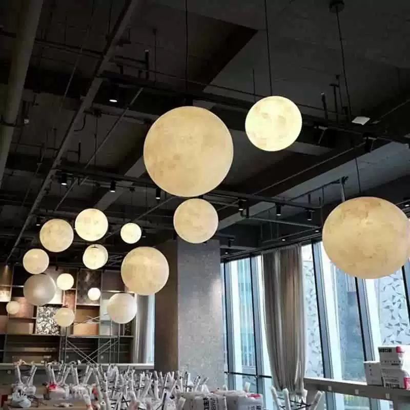 Moon, creative spherical ceiling lamp for living room, internet celebrity