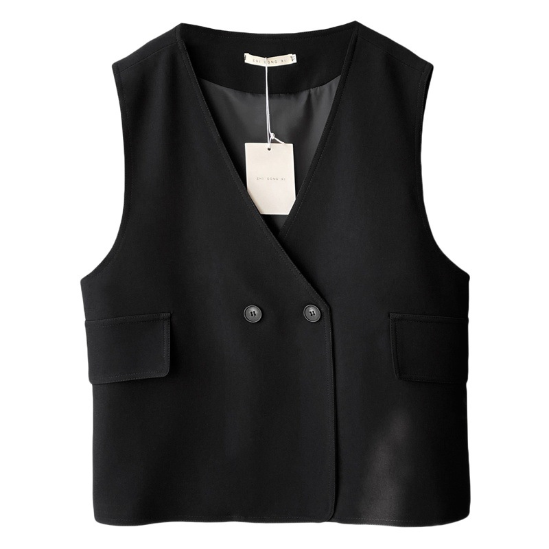 Cistanchxi perfil de calidad traje chaleco las mujeres 2024 suelta casual chaqueta sin mangas [Private wear] 5126