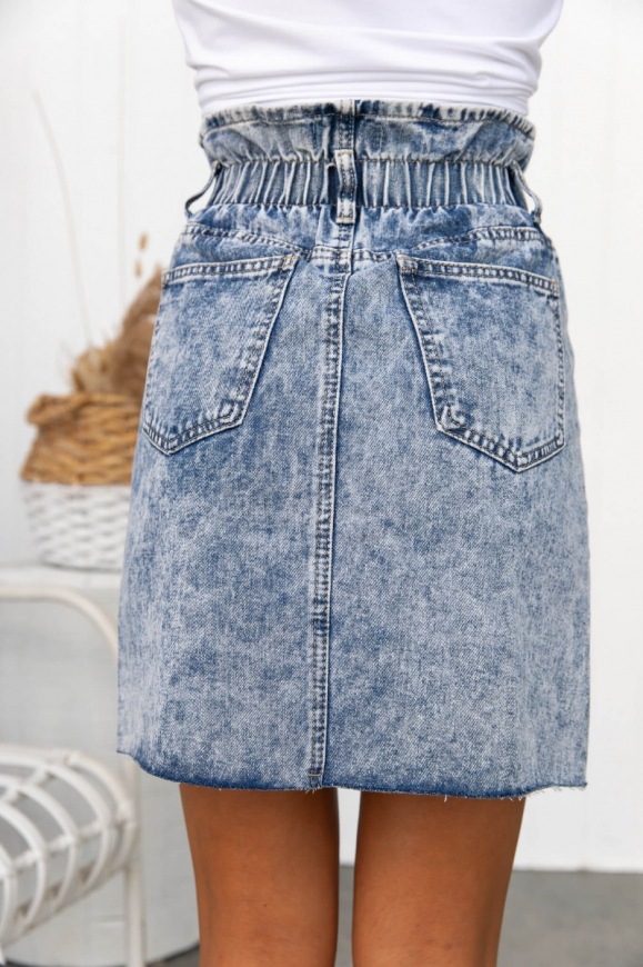 blue high-waist washing A-line denim skirt  NSCXY121653