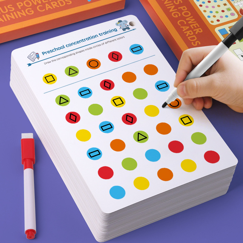 跨境贴标代发外贸款英文版专注力思维训练儿童可擦写练字帖描红本