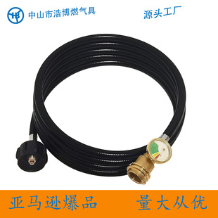 12FT oven propane gas connecting pipe QCC1 with pressure gauge connector gas detection pressure reducing valve high pressure hose
