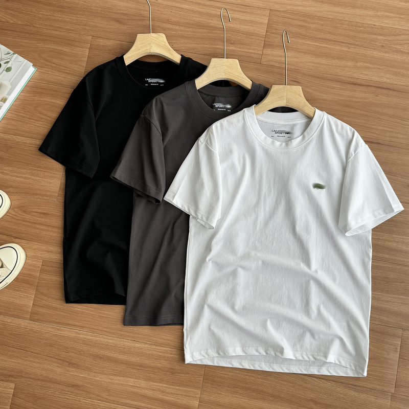 Cross-Border Foreign Trade Lac Crocodile British Old Money Business Casual Classic Basic Style Small Logo Round Neck Short-Sleeve T-Shirt Half-Sleeve