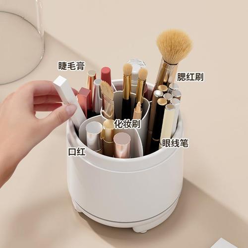 Transparent dust-proof pen holder 360 rotating makeup brush storage box Transparent dust-proof pen holder eye shadow brush holder lipstick storage