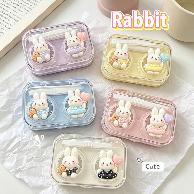 Color Contact Lens Case Balloon Bunny Contact Lens Case Mini Cartoon Cute Portable All-In-One Care Box for Girls Color Contact Lens Case Balloon Bunny Contact Lens Case Mini Cartoon Cute Portable All-In-One Care Box for Girls