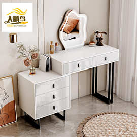 白色梳妆台带3色触摸屏调光镜和可调节橱柜和滑动抽屉亚马逊热销