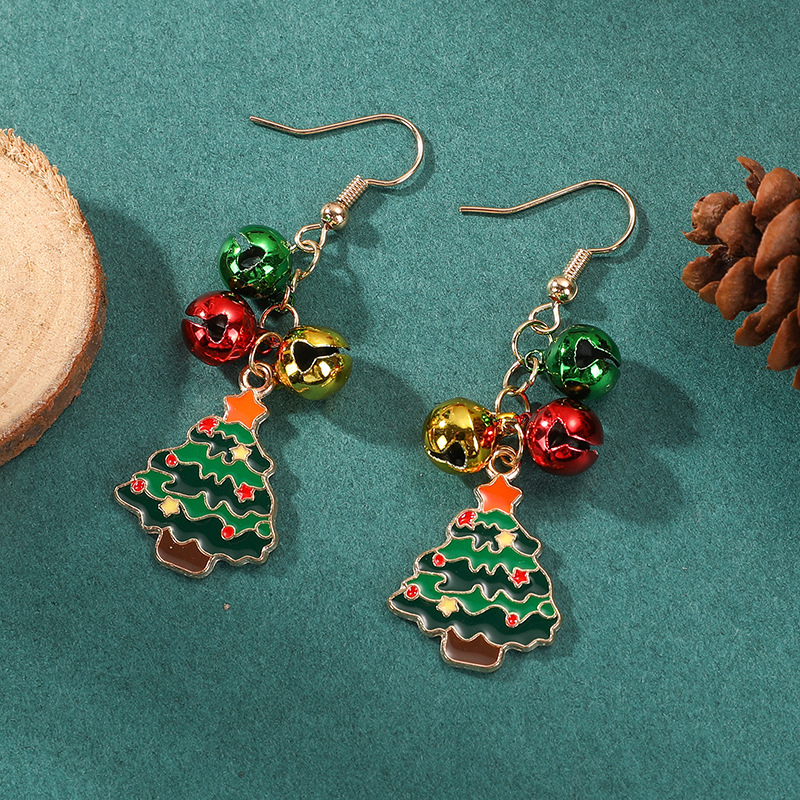 14g Weight Alloy Ear Needle Material Drop Earrings Classification 1 Pair Quantity Holiday, Festival Occasion Alloy Material Christmas Festival Christmas Tree, Santa Claus, Bell Pattern Women's Gender Cute Style 1 Pair Christmas Cute Christmas Tree Santa Claus Bell Alloy Drop Earrings 9