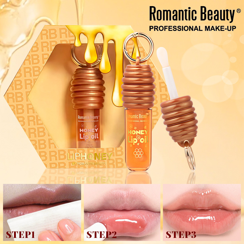 Brasileño, la explosión transfronteriza de los labios de miel, la sensación de aceite y agua, llavero, bolsa de colgar, esmalte labial humectante, la mujer de la miel.