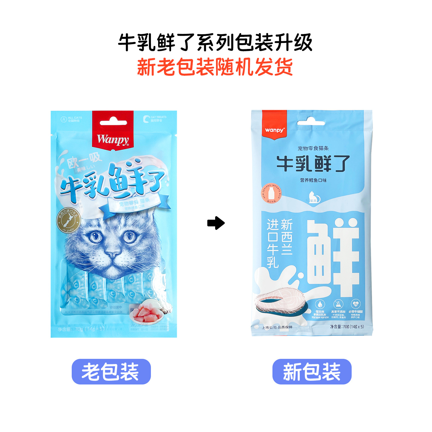 Wanpy Playful Cat Treats, One-Suck Junior to Adult Wet Food Mix, Nutritional Hair Growth and Weight Gain Cat Snacks, 70g