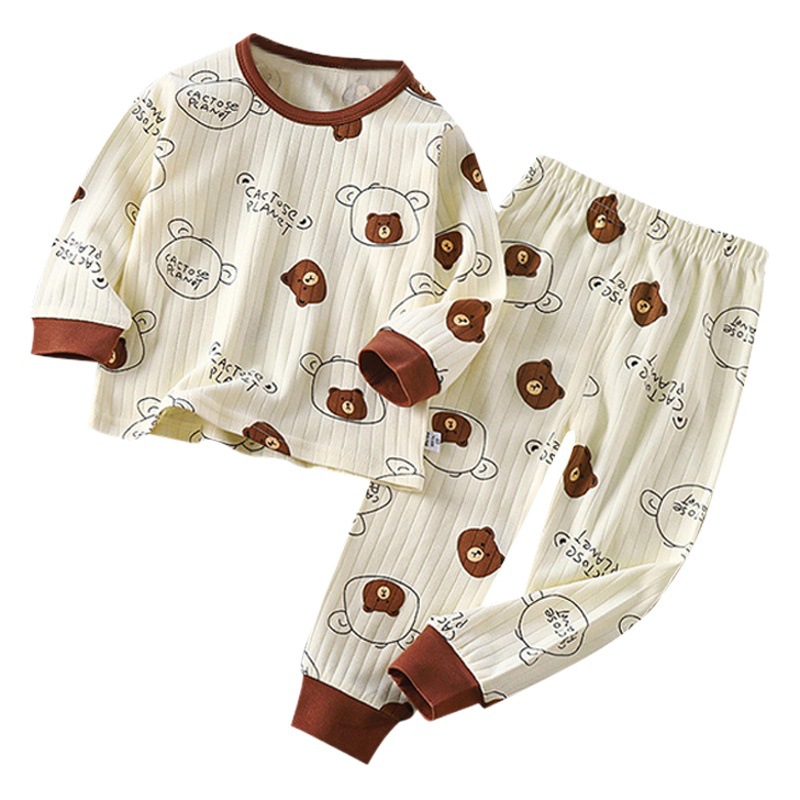 Conjunto de ropa interior de algodón puro para niños, nuevo estilo de otoño, camisetas y pantalones de otoño para niños, pijamas para bebés, ropa de estar para niñas, ropa para niños.