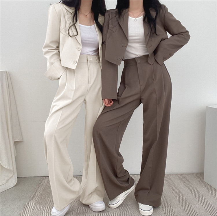 新品2022春夏秋季网红休闲英伦风小西套装女士短款韩版西服上衣详情3