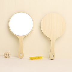 美容院化妝鏡手柄鏡木質卡通掛鏡鏡子高清鏡子美妝禮品鏡批發