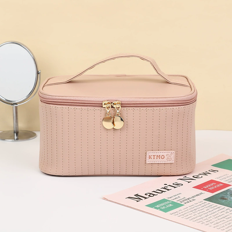 Polyurethane Cosmetic Bag, Handheld Waterproof Organizer, Spacious 24.2×19.6×3.6 cm
