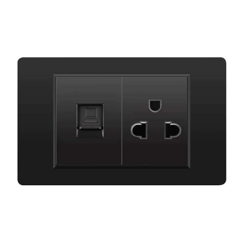 Черная настенная панельная розетка с 118 тип switch, тайваньская розетка с 20W type-C, шесть отверстий
