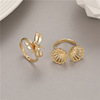 蝴蝶結戒指托微鑲锆石銅鍍保色金簡約跨境戒指女珍珠托指環飾品