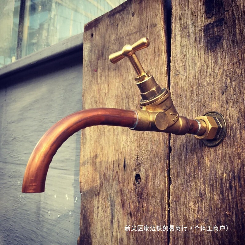 Outdoor courtyard industrial-style retro concealed wall-mounted garden extended French hot and cold basin faucet wholesale