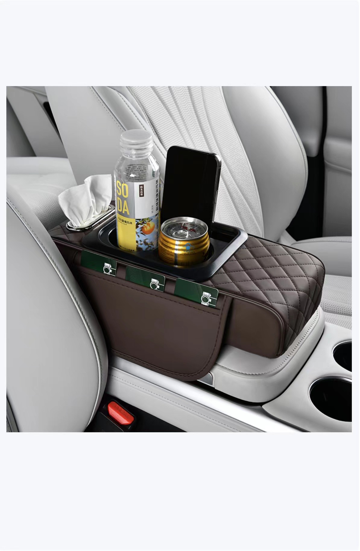 Z4P Car Armrest Box Pad Hei Pad small size 4-in -1 Car Tissue Box Storage Bag Water Cup Holder Multifunctional