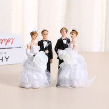 西式婚礼蛋糕装饰树脂工艺品新郎新娘人偶工艺礼品新款婚礼装饰品