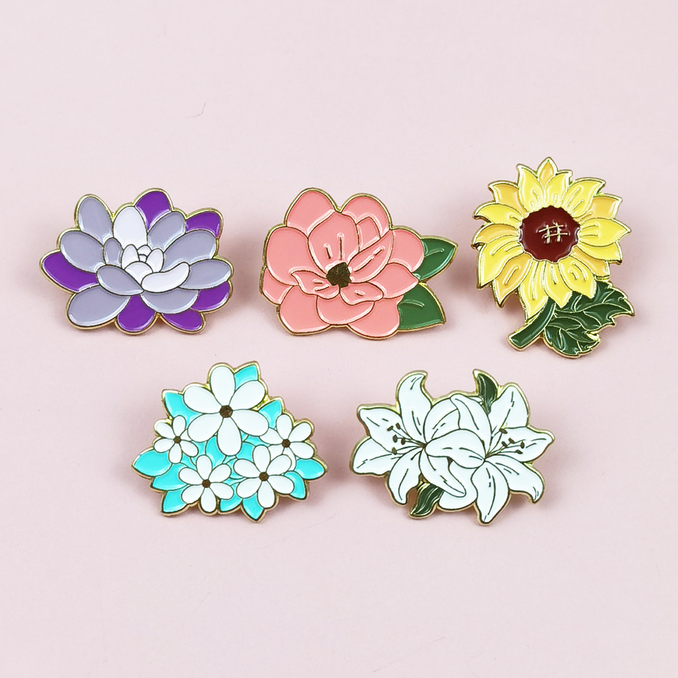 Broche de flor de planta creativa pequeño vestido de niña fresca insignia accesorios vestido personalizado broche de metal