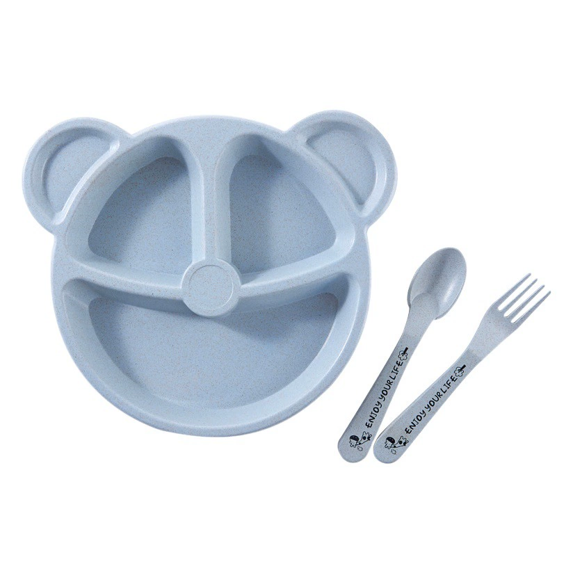 Детская сетчатая тарелка из пшеничной соломы, школьник детского сада, посуда с медведем, костюм, детская посуда, Ланч-бокс