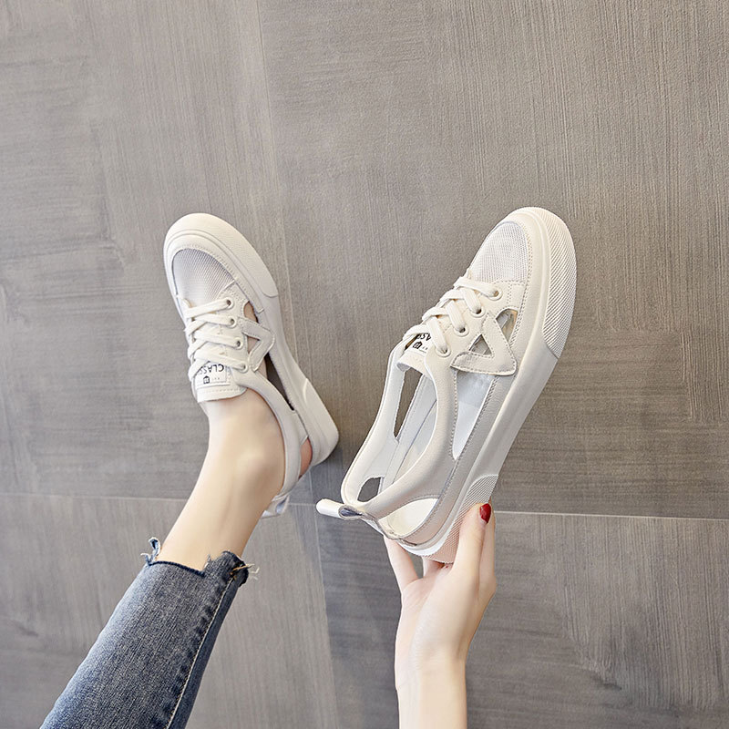 真皮小白鞋凉鞋女