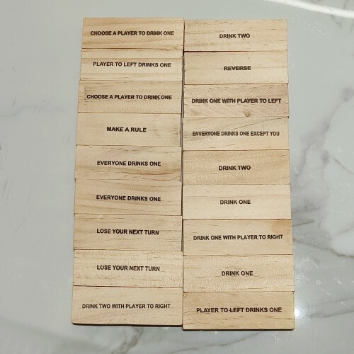 Drinking bar game, building block fighting toy, for bar entertainment, stack high draw toy with wine glass