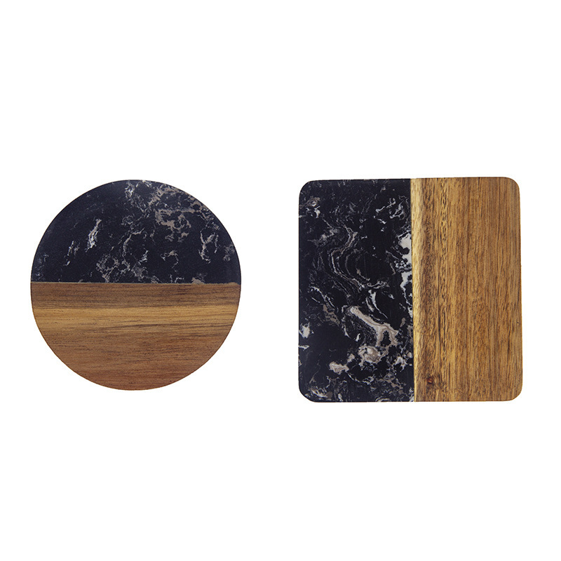 De mármol montaña de empalme de madera de acacia Ronda Plaza de café placemat té posavasos fábrica multi-forma multi-color fuente