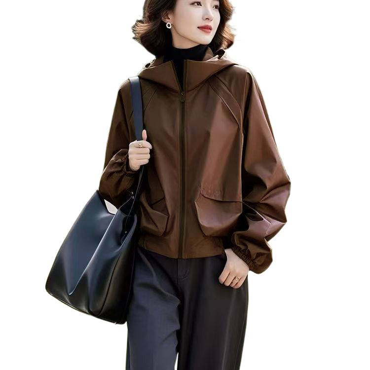 2025新款紫色夹克外套女春秋款厚早春短款春季韩连帽软壳冲锋衣潮|undefined