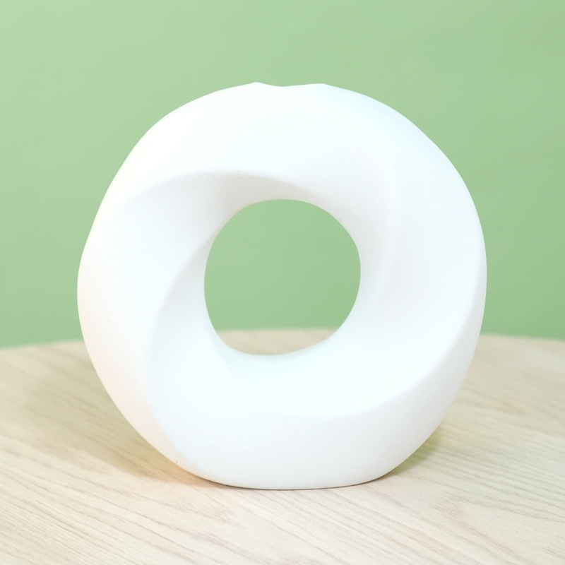 Donuts creativos granulares de cerámica granulares vasijas esmeriladas decoración floral cerámica sala de estar flores secas nórdicas decoración del hogar