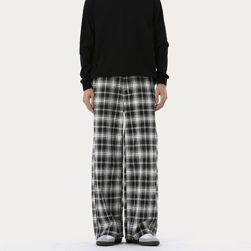 Retro blue colored trousers for men and women, American style, loose fit