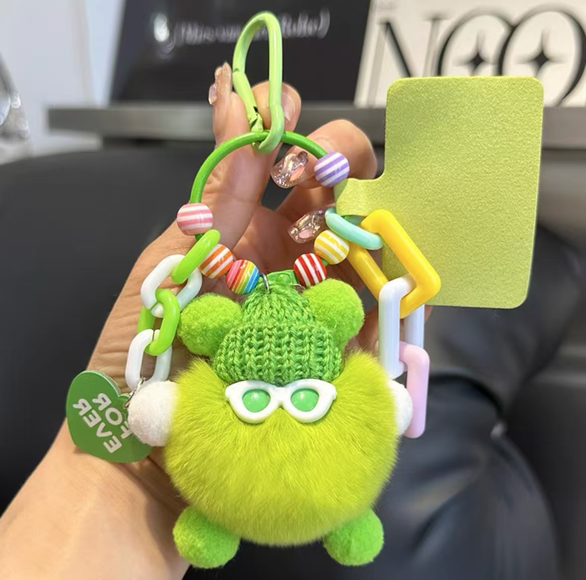 Muñeca monstruo de briquetas de dopamina colgante llavero de bricolaje lindo bolso de muñeca de felpa mochila colgante de teléfono móvil