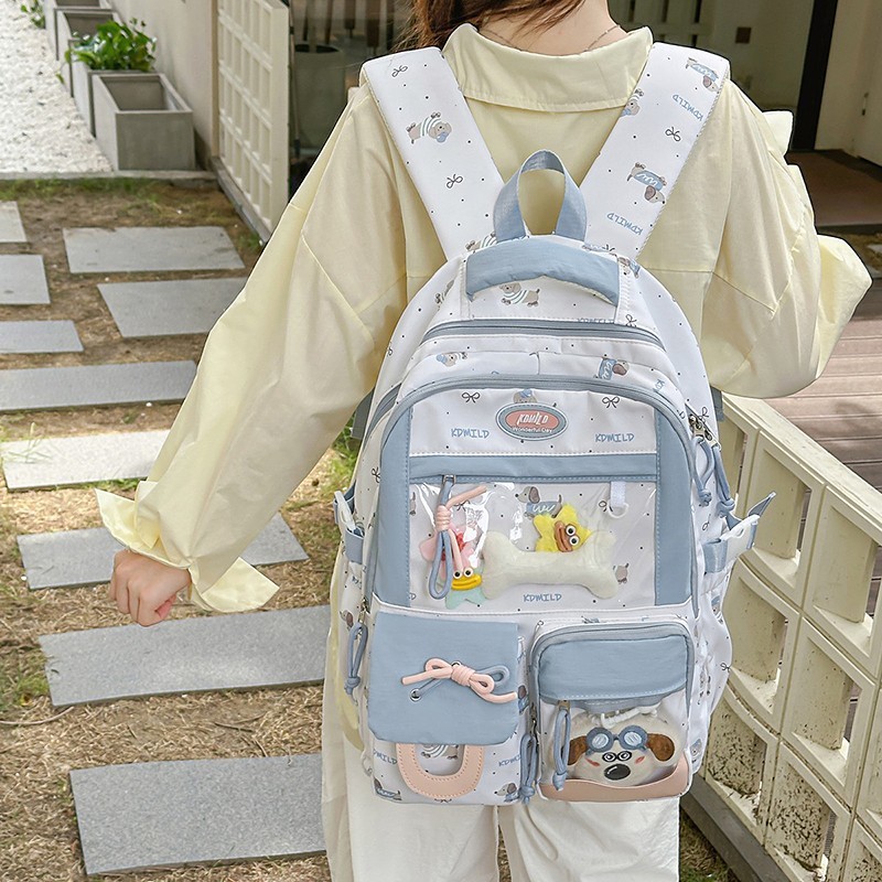 日系ins可爱学院书包女透明二次元痛包初高中学生大容量电脑背包|undefined