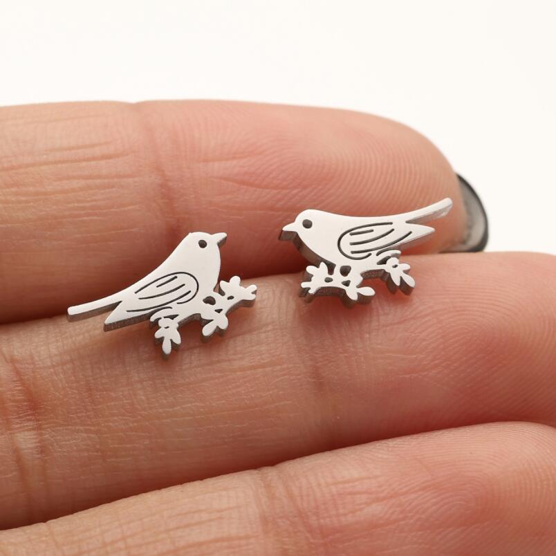 1 Pair Simple Style Bird Plating Stainless Steel 18k Gold Plated Ear Studs display picture 5