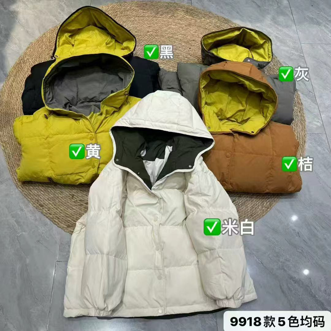 Contrast Color Hooded down Jacket 2025 Autumn and Winter Korean Style Simple Single-Breasted Warm Loose Casual Jacket for Women