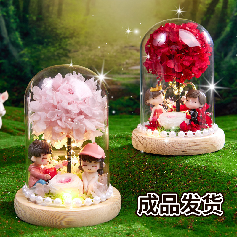 永生花礼盒玻璃罩摆件送女友老婆婚庆生日礼物玫瑰花情人节礼物