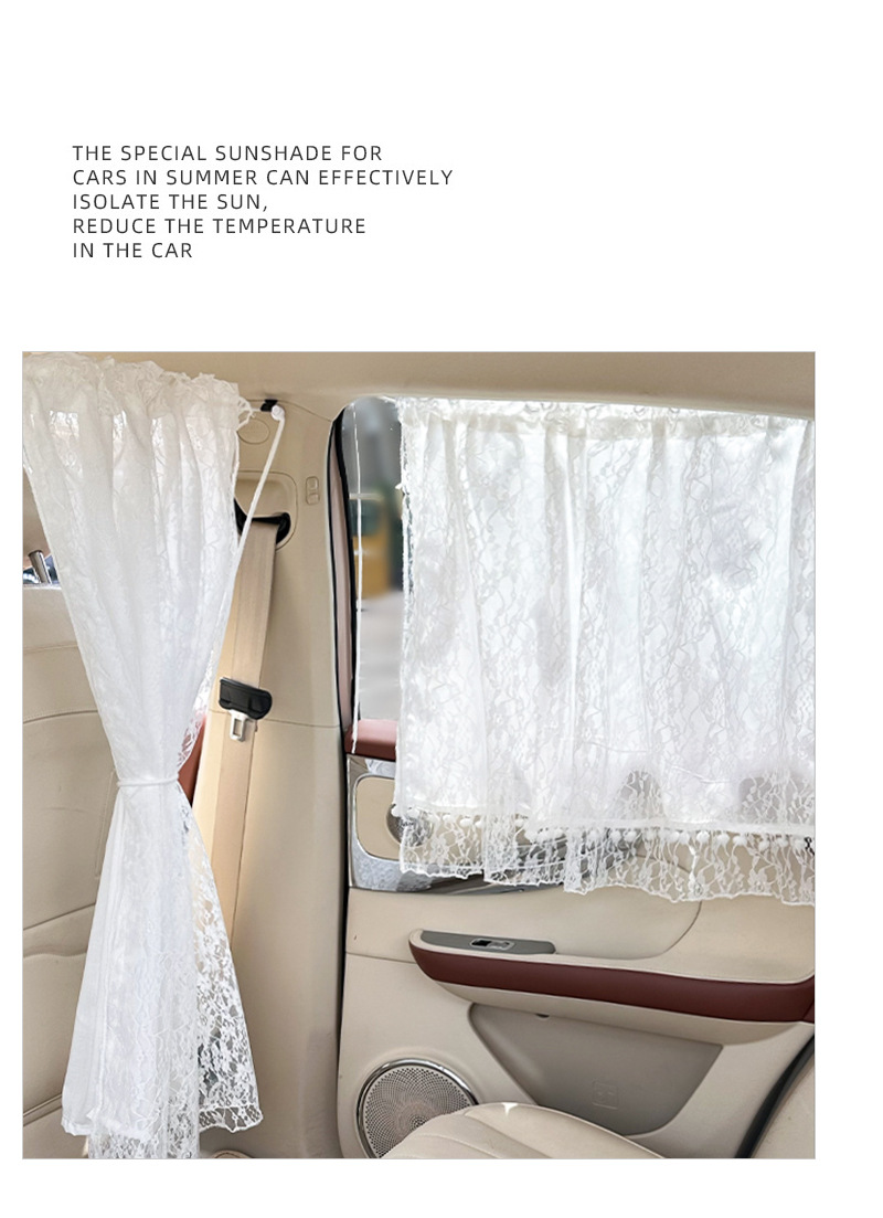 Lace double-layer car partition curtain sunshade curtain sunscreen heat insulation car sunshade retractable car privacy curtain