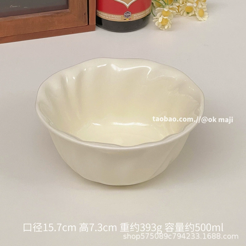 Dinner plate, cream ceramic, lace‑edge tableware, milky white or milk green
