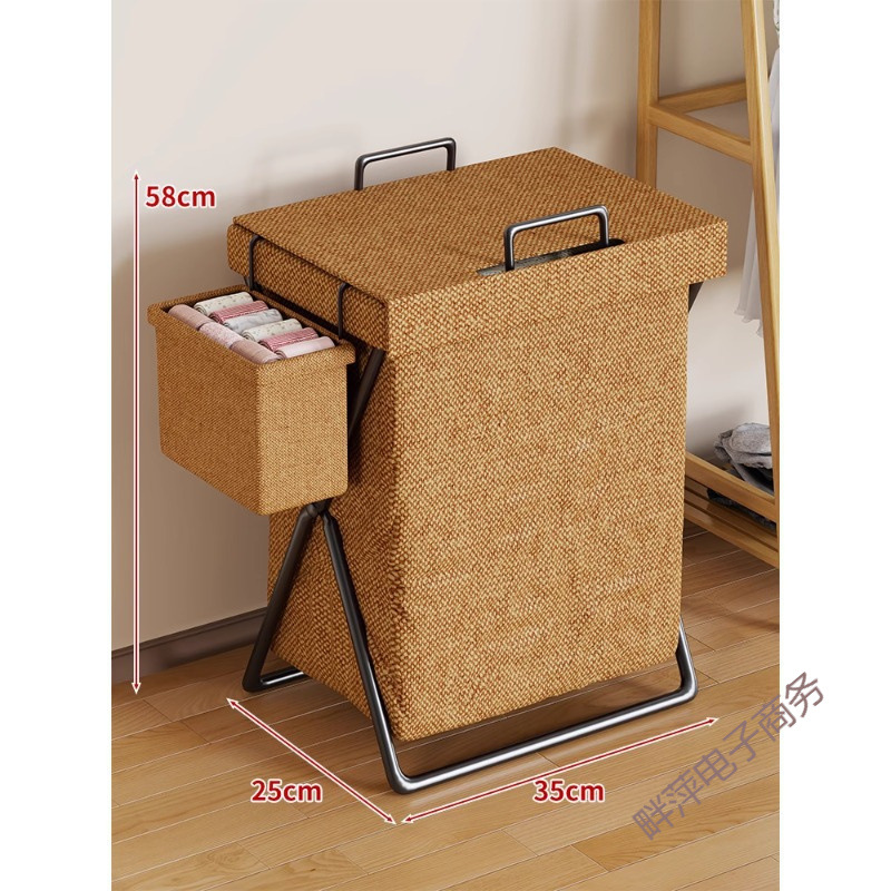 Foldable Laundry Basket, foldable bedroom storage bin, fabric hamper with side sock pocket, multi-size