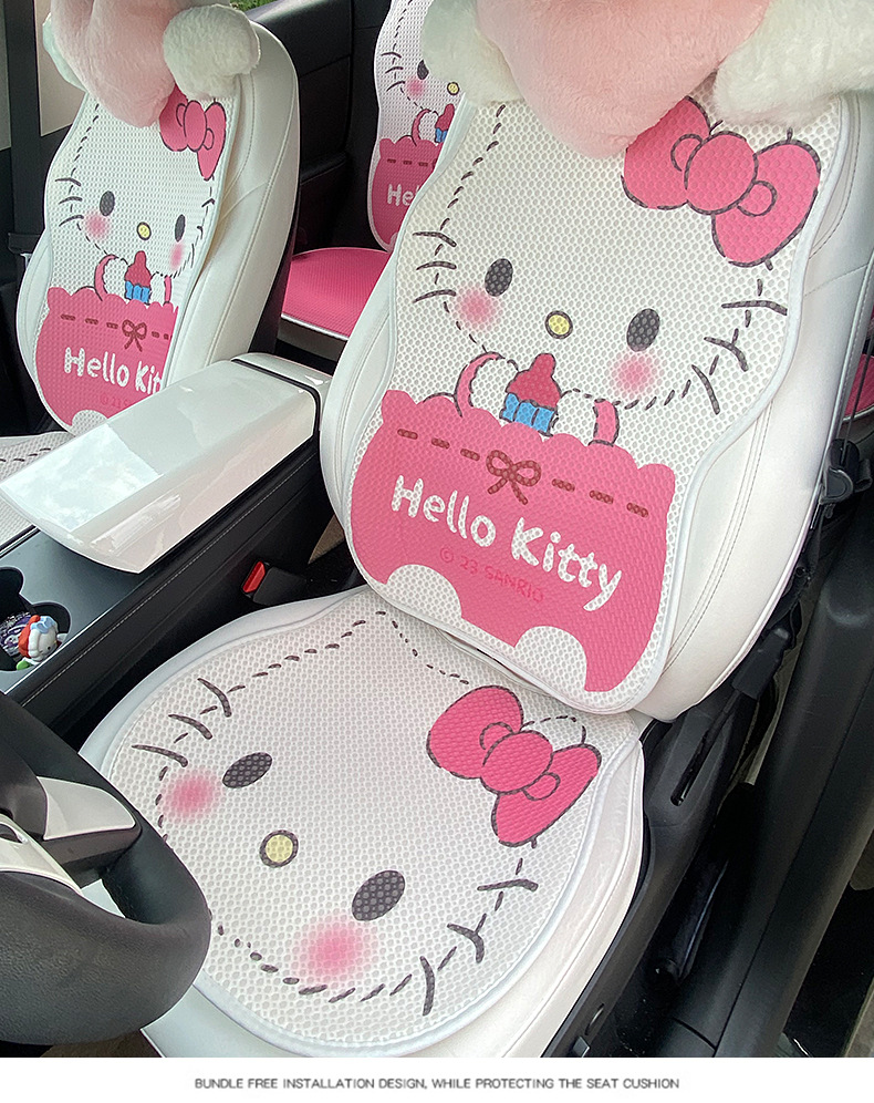 Kitty Car Ice Silk Cushion Summer Cool Cushion Monolithic Cushion Four Seasons Universal Main Driving Goddess Cute Cartoon