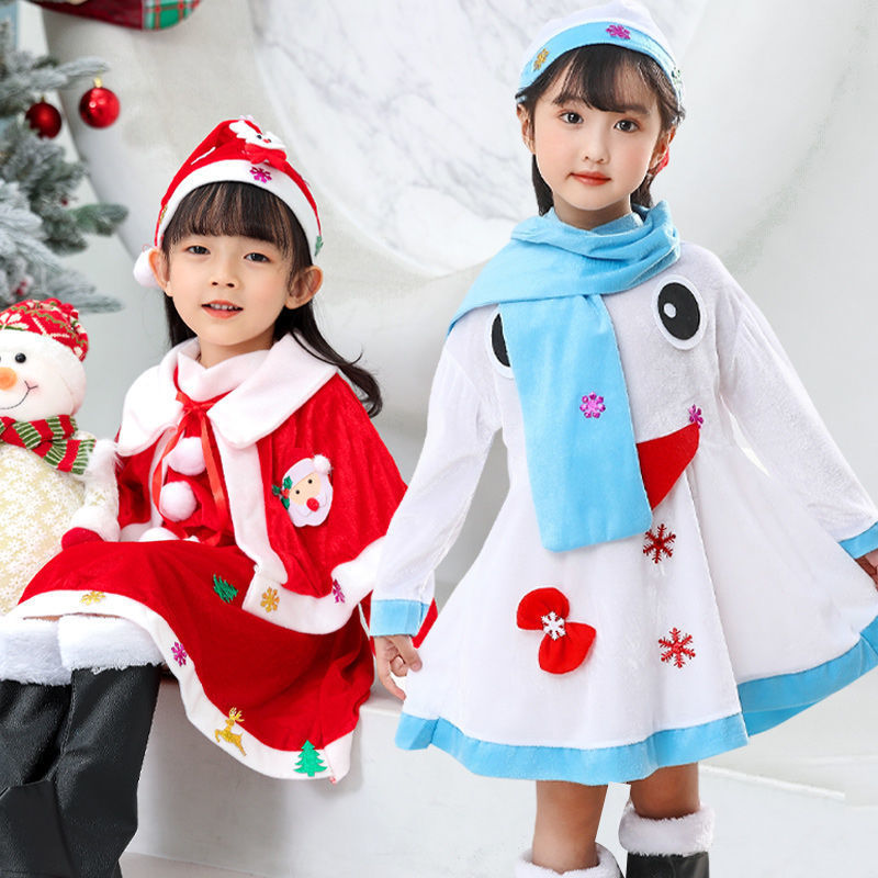 圣诞节儿童服装圣诞衣服女童套装可爱圣诞老人装扮女童cosplay服