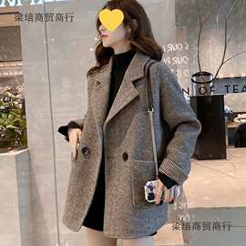 毛呢西装外套女2025春季新款韩版英伦风宽松显瘦韩版休闲呢子大衣