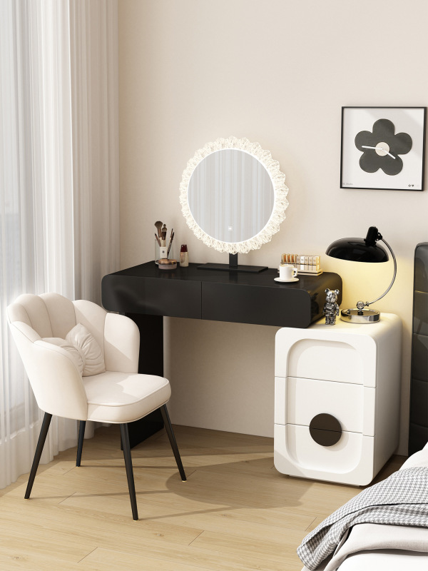 Black and White Dresser and Cupboard Integrated 2025 New Bedroom Small Apartment Small Modern Simple Makeup Table Solid Wood Black and White Dresser and Cupboard Integrated 2025 New Bedroom Small Apartment Small Modern Simple Makeup Table Solid Wood