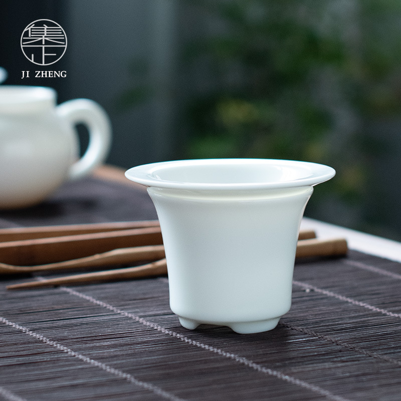 Mutton Fat Jade Tea Filter Group Dehua White Porcelain Tea Leakage Mesh Cloth Filter Tea Residue Separation Tea Filter Tea Ceremony Accessories
