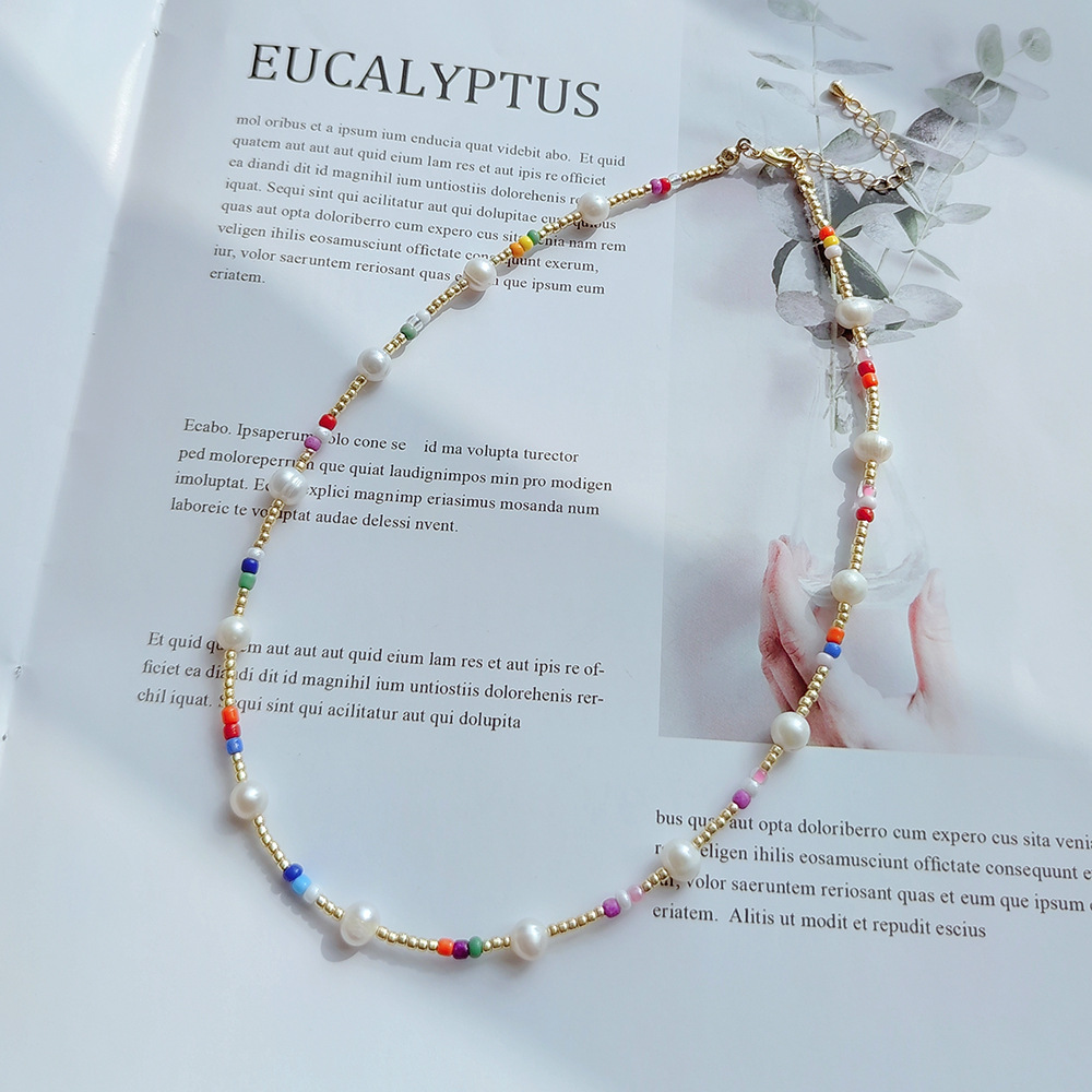 Fashion Geometric Natural Freshwater Pearl Beaded Pendant Necklace 1 Piece